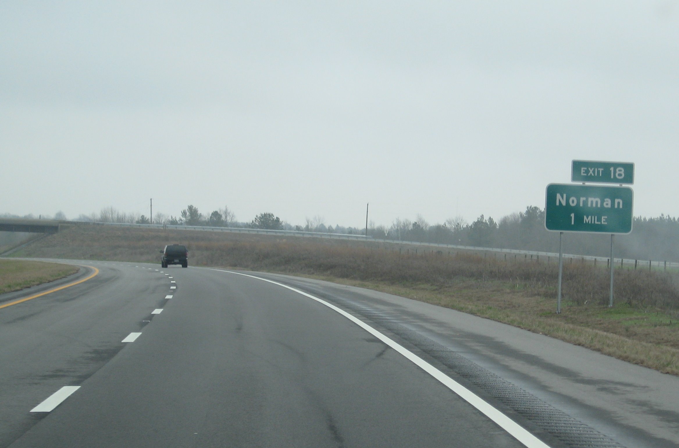 Photo of exit sign further down the Bypass for Exit 16, Norman on Future 
I-73/I-74, Feb. 2008