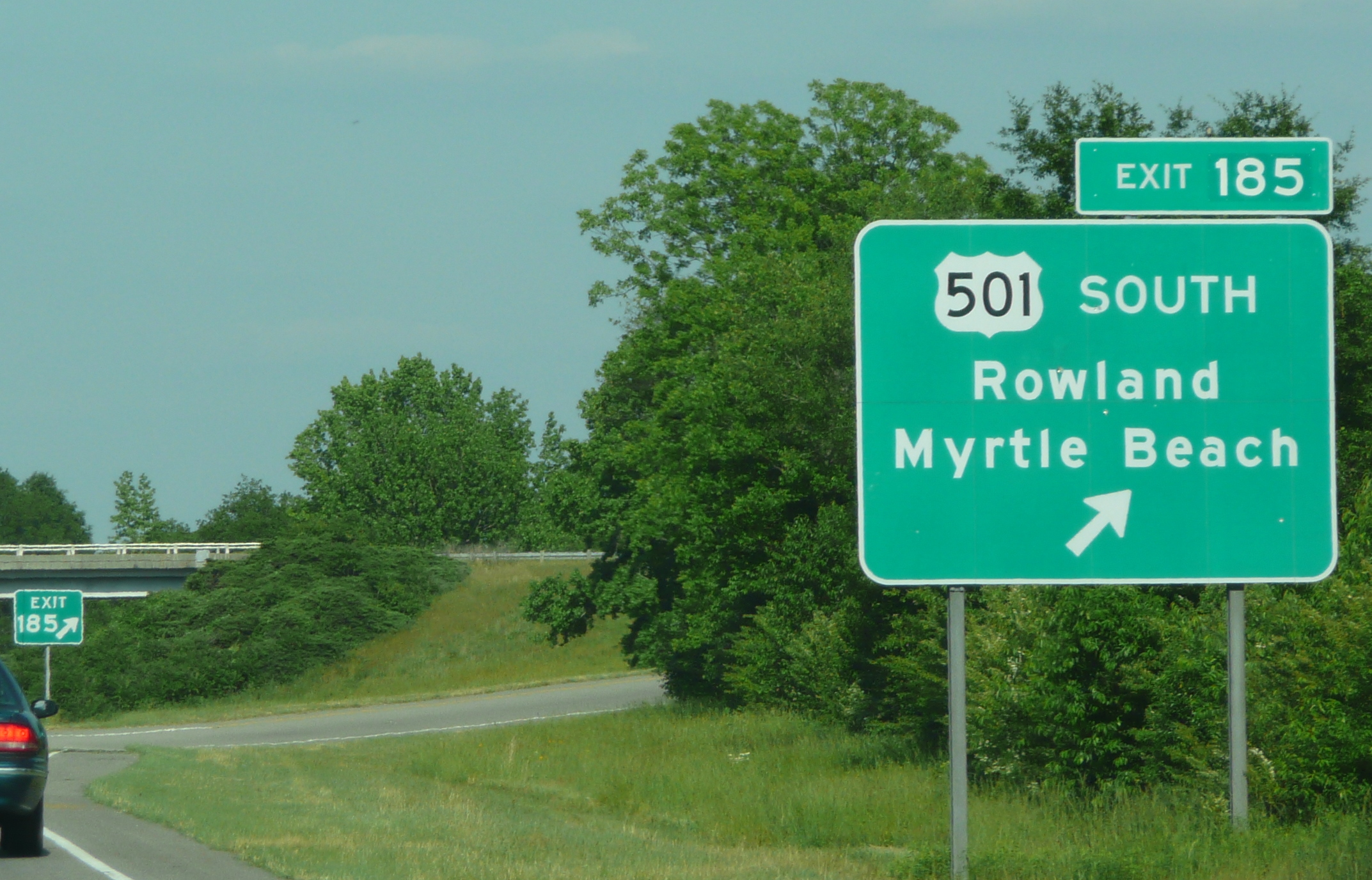 Photo of US 501 South exit on Laurinburg Bypass in May 2009, courtesy of Jim 
Mast
