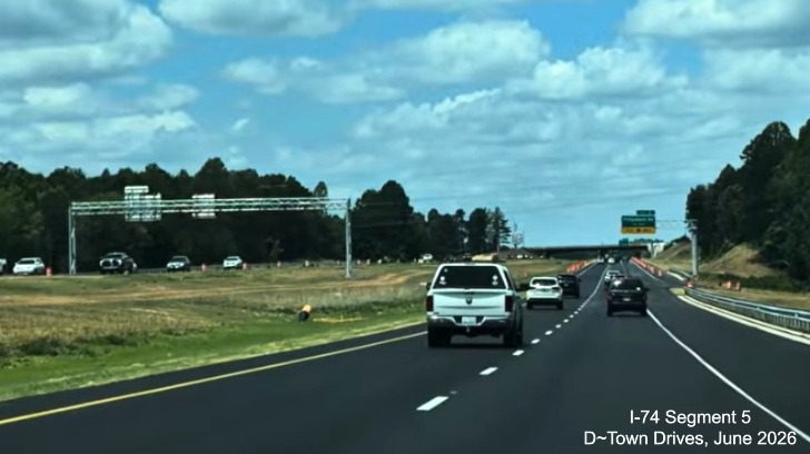 Image of traffic on future NC 192 West approaching the Ridgewood Road exit on
newly completed lanes, D~Town Drives, June 2026