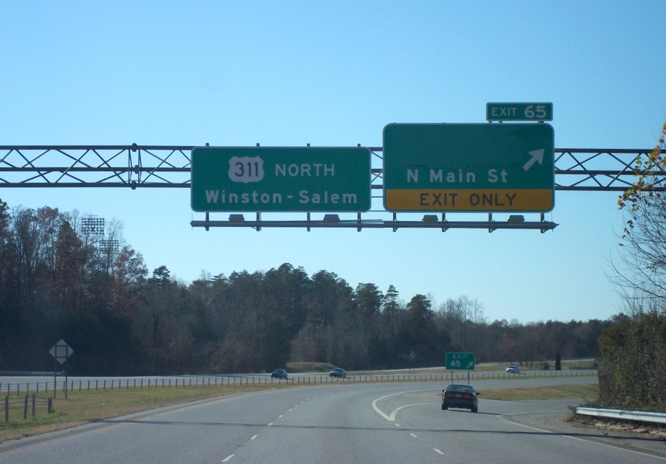 Photo of signage on I-74 Westbound at Johnson St in High Point, Nov. 
2010, Courtesy of Adam Prince