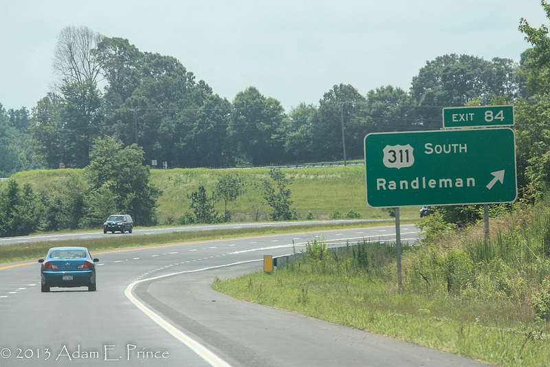 Photo of US 311 exit sign on I-74 in June 2013 by Adam Prince