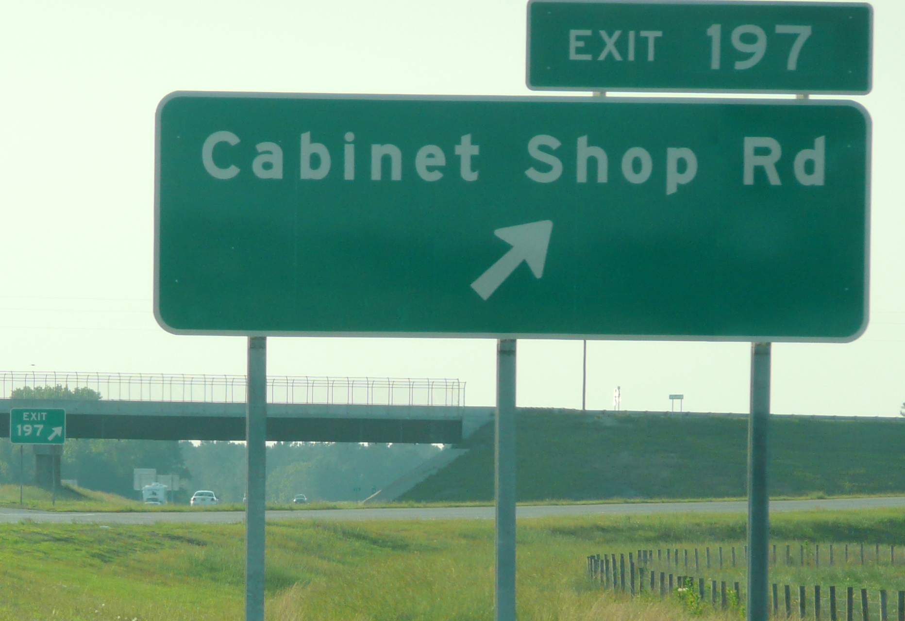 Photo of the exit signage for the Cabinet Shop Rd interchange showing the correct 
exit number, courtesy of James Mast