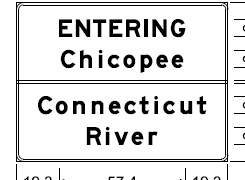 Sign plan for town line/Connecticut River sign on I-9o/MassPike, from MassDOT
