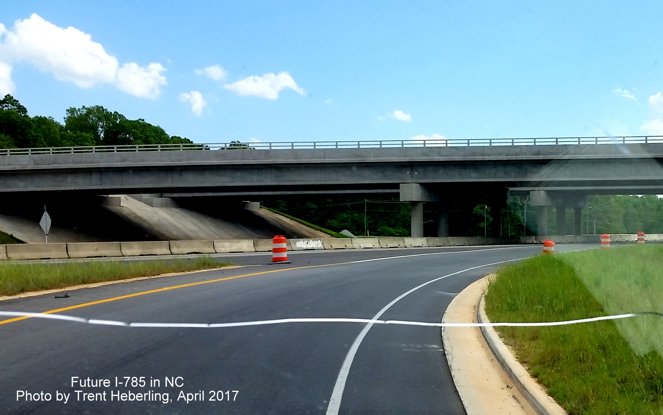 Image taken along ramp from Hicone Road to US 29 South heading under new bridge constructed as part of I-785 Loop project, by Trent Heberling
