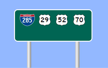 Sign Maker image of I-285/US 29/US 52/US 70 reassurance marker sign
