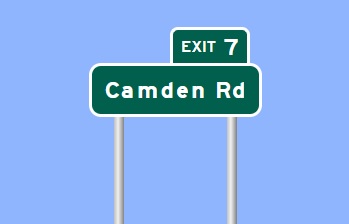 I-295 Camden Road exit sign image, by SignMaker