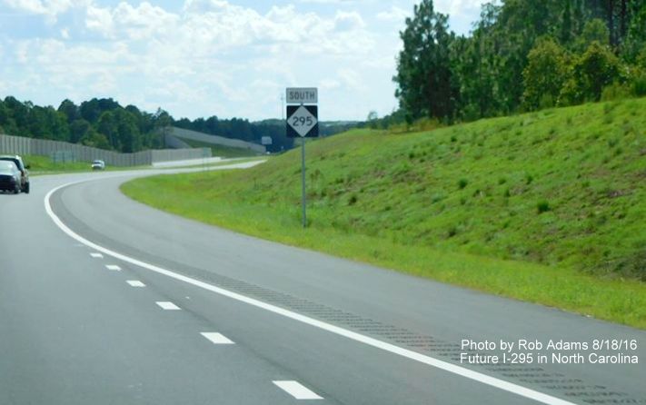 Image of NC 295 reassurance marker beyond McArthur Road exit on NC 295 South in Fayetteville, photo by Rob Adams