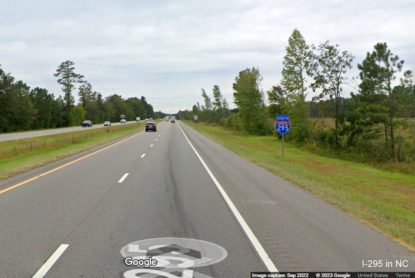 Image of South I-295 reassurance marker after the River Road exit, Google Maps Street View, 
        September 2022