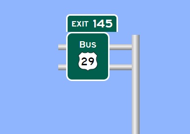 Sign Maker image of Business US 29 exit sign on US 29 (Future I-785) in Reidsville, made January 2023