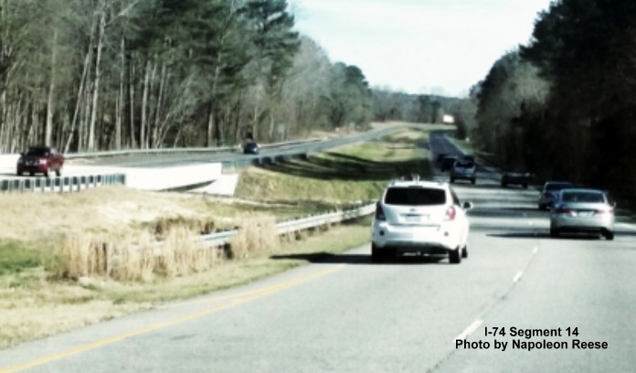 Image of traffic along US 74 near the city of Laurel Hill. Photo by Napoleon Reese