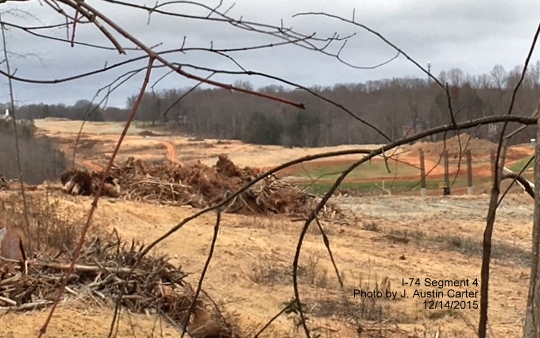 Image of construction zone for I-74 Winston-Salem Beltway as seen from Business 40, 
            photo by J. Austin Carter