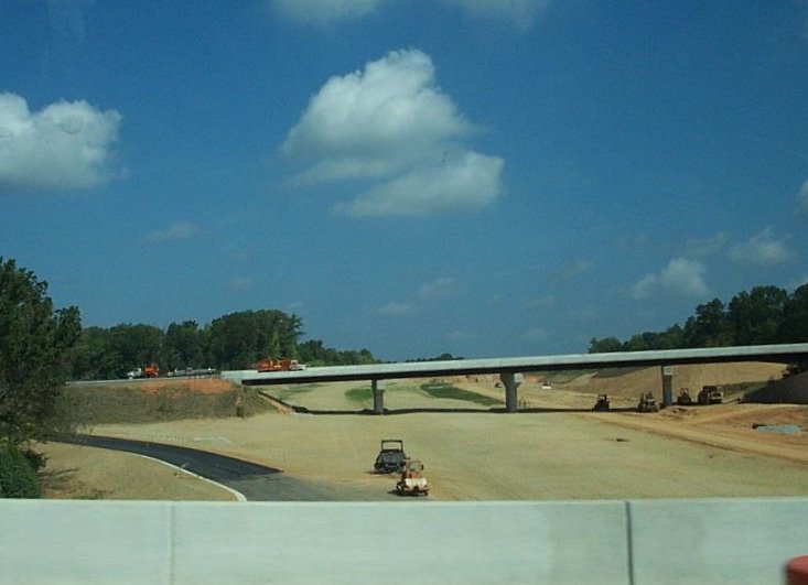 Photo of view of Greensboro Loop under construction from Bryan Blvd Bridge
in Dec. 2007