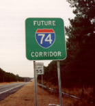 Photo of I-74 Corridor Sign on US 74 East near Hamlet, NC