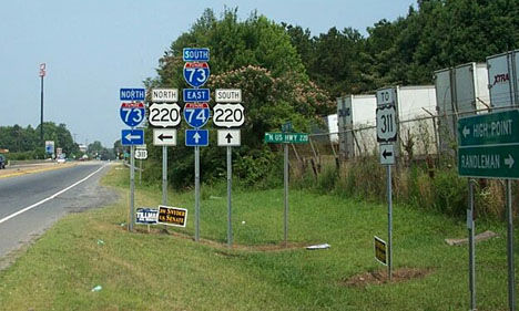 Photo of Future I-73 and I-74 Signs at end of US 311 in Randleman, NC