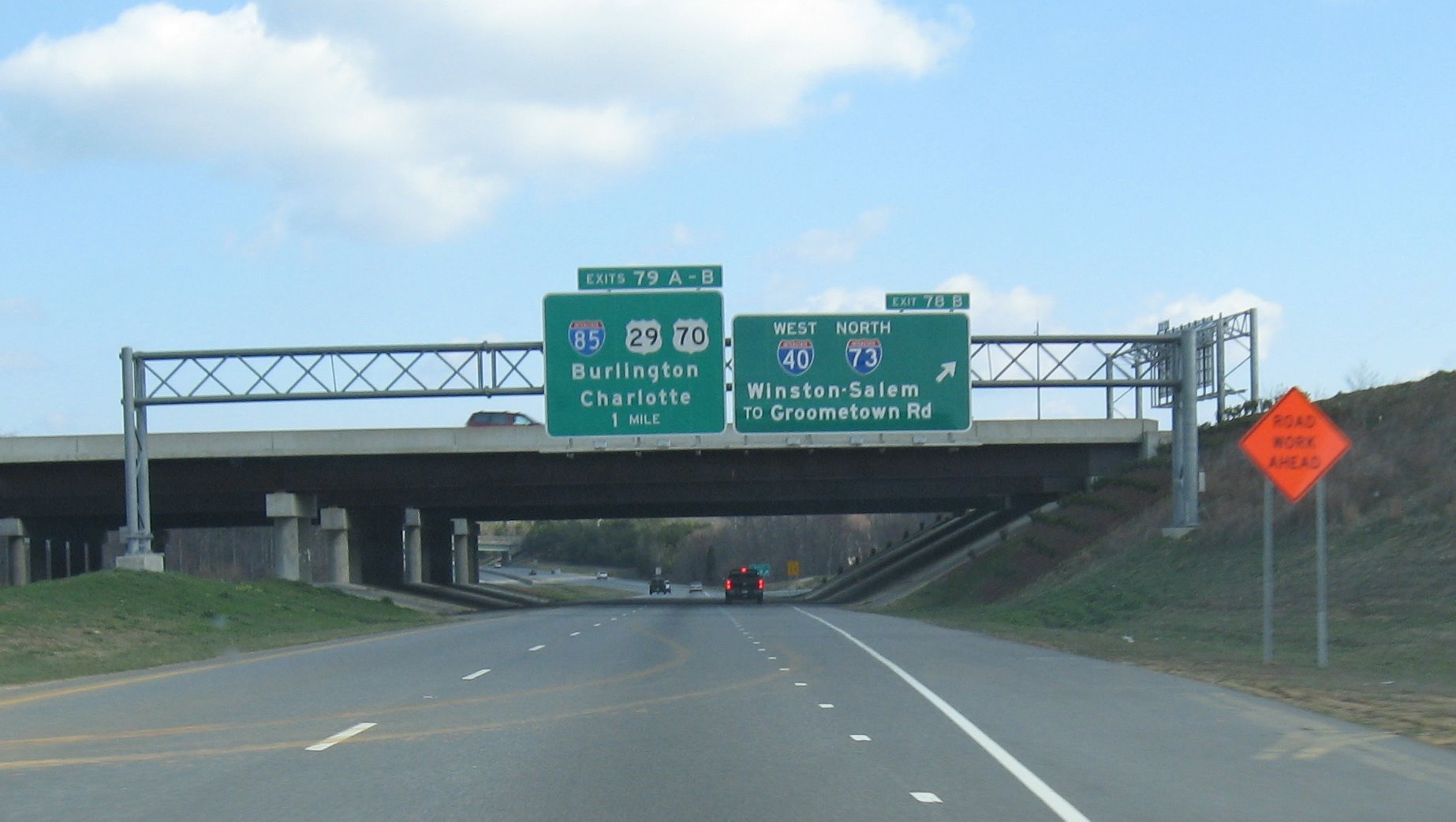 Photo of I-73/I-85 Interchange Signs in Greensboro, March
2008