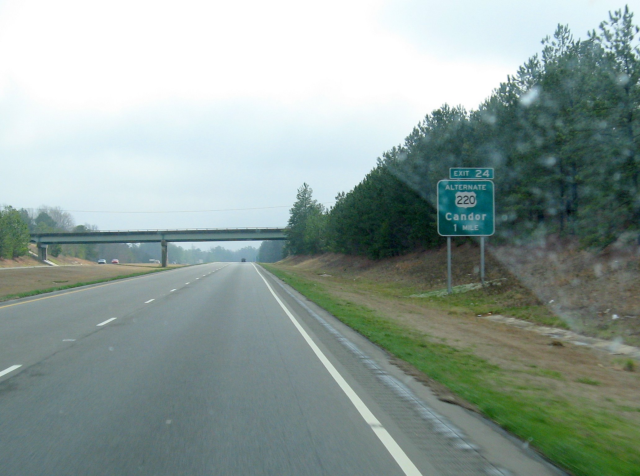 Photo of first exit sign for the Bypass going south for Exit 24, 
Alternate 220 along Future I-73/I-74, Feb. 2008