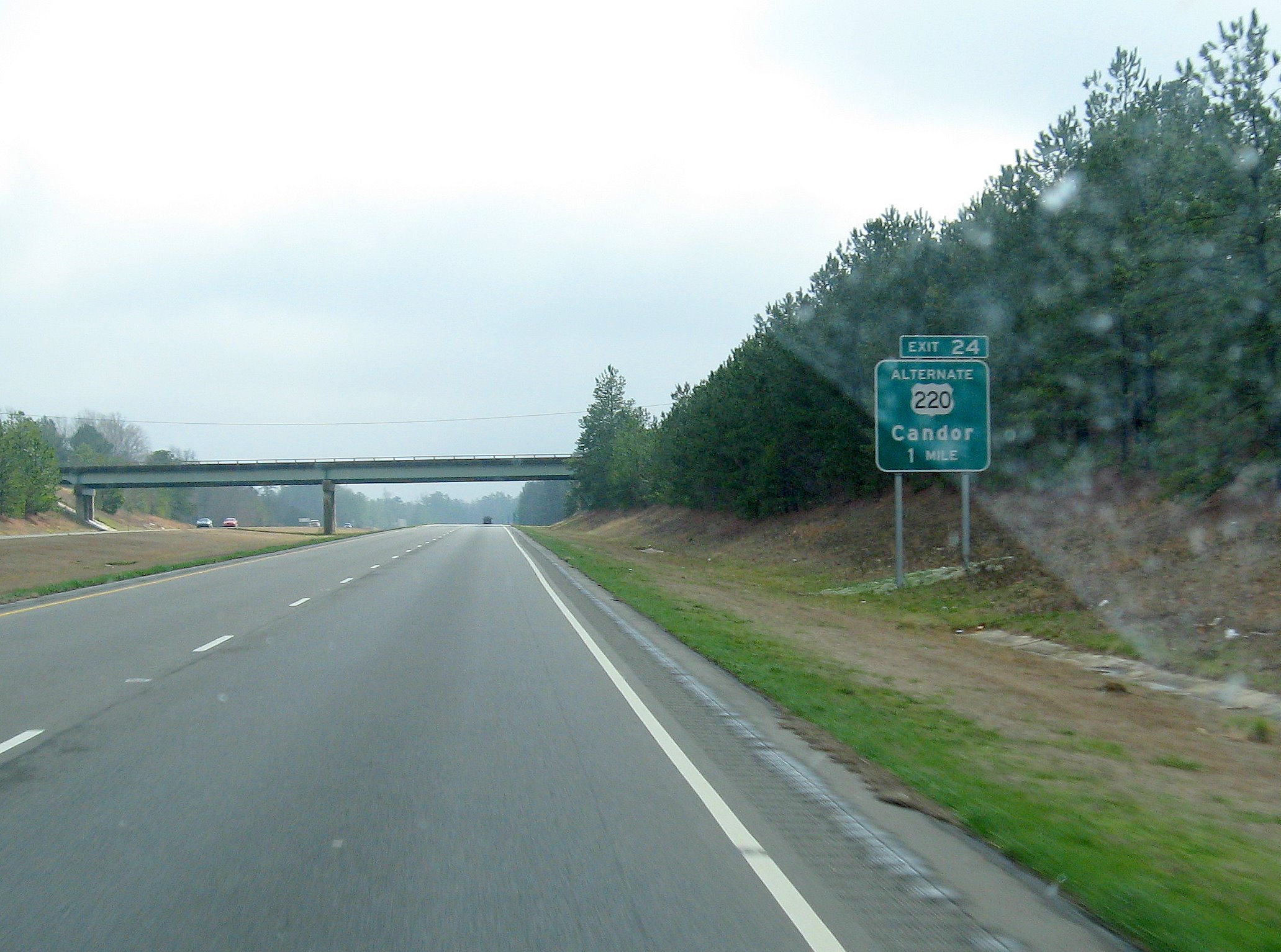 Photo of first exit sign for the Bypass going south for Exit 24, 
Alternate 220 along Future I-73/I-74, Feb. 2008