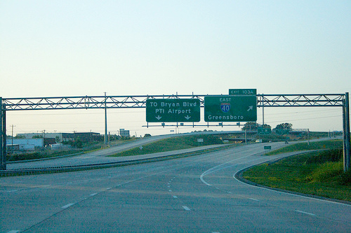Photo of Exit 103A ramp signage at I-40 Exit on I-73 Greensboro Loop, courtesy 
of Evan Semones