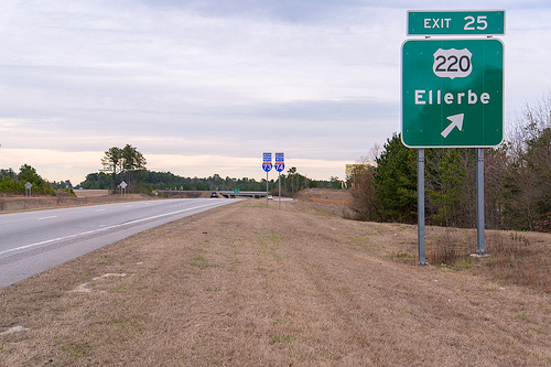 Photo New Interstate Exit sign at I-73 North/I-74 West south of Ellerbe, from Mark Clifton