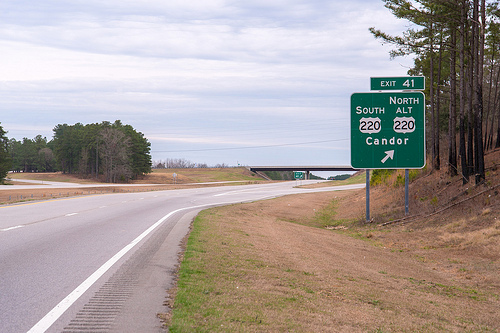 Photo of Exit 41, US 220 south of Candor, from Mark Clifton