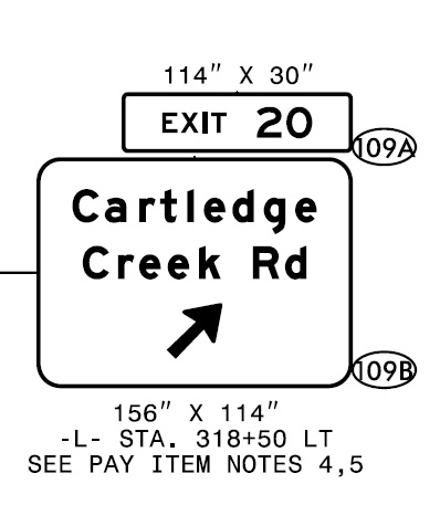NCDOT sign plan for Cartledge Creek Road exit on Future I-73/I-74 Rockingham Bypass