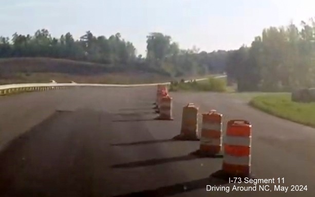 Image of paved future ramp to I-73 North/I-74 West Rockingham Bypass from Business 74 east of 
          Rockingham, Driving Around NC, May 2024