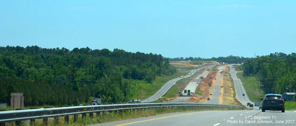 Image taken showing view from US 220 South near Ellerbe of construction of Future I-73/I-74 Rocking Bypass lanes, from David Johnson