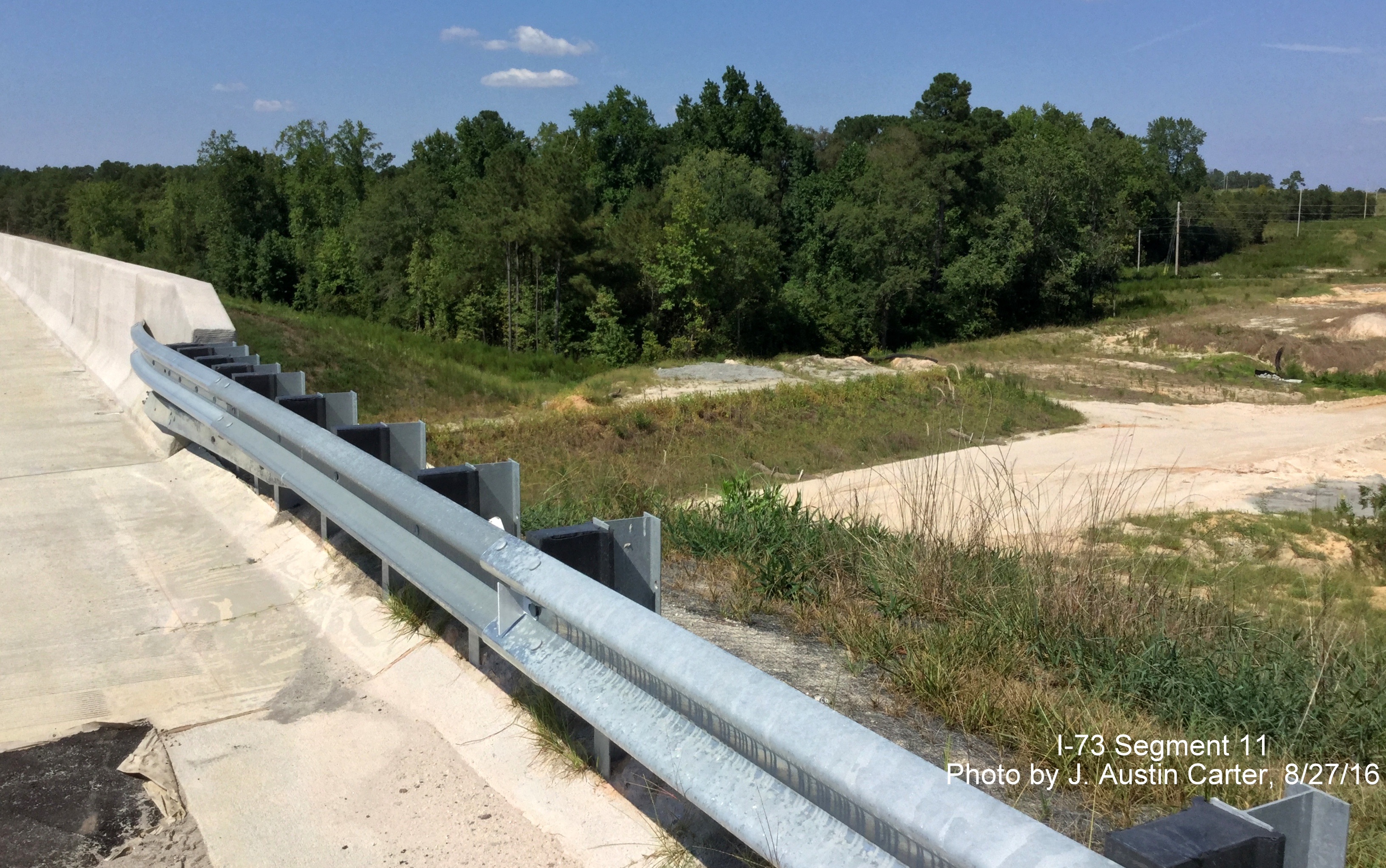 Image of new bridge for Sandy Ridge Church Rd over future I-73/74 Bypass north of Rockingham, by J. Austin Carter