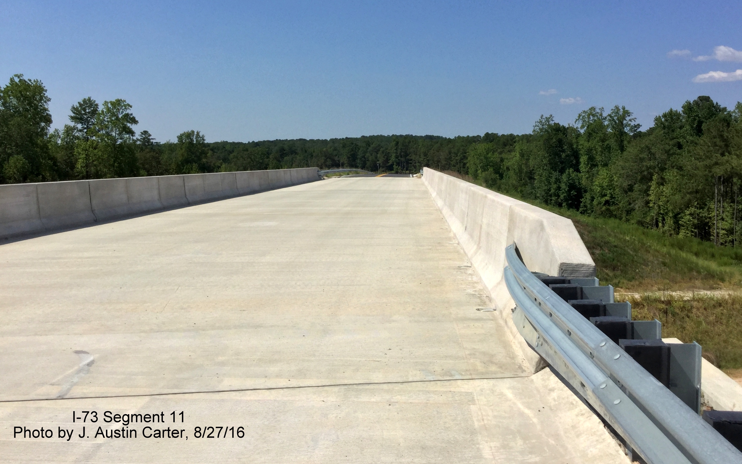 Image taken of new bridge over future I-73/&4 Bypass north of Rockingham, by J. Austin Carter