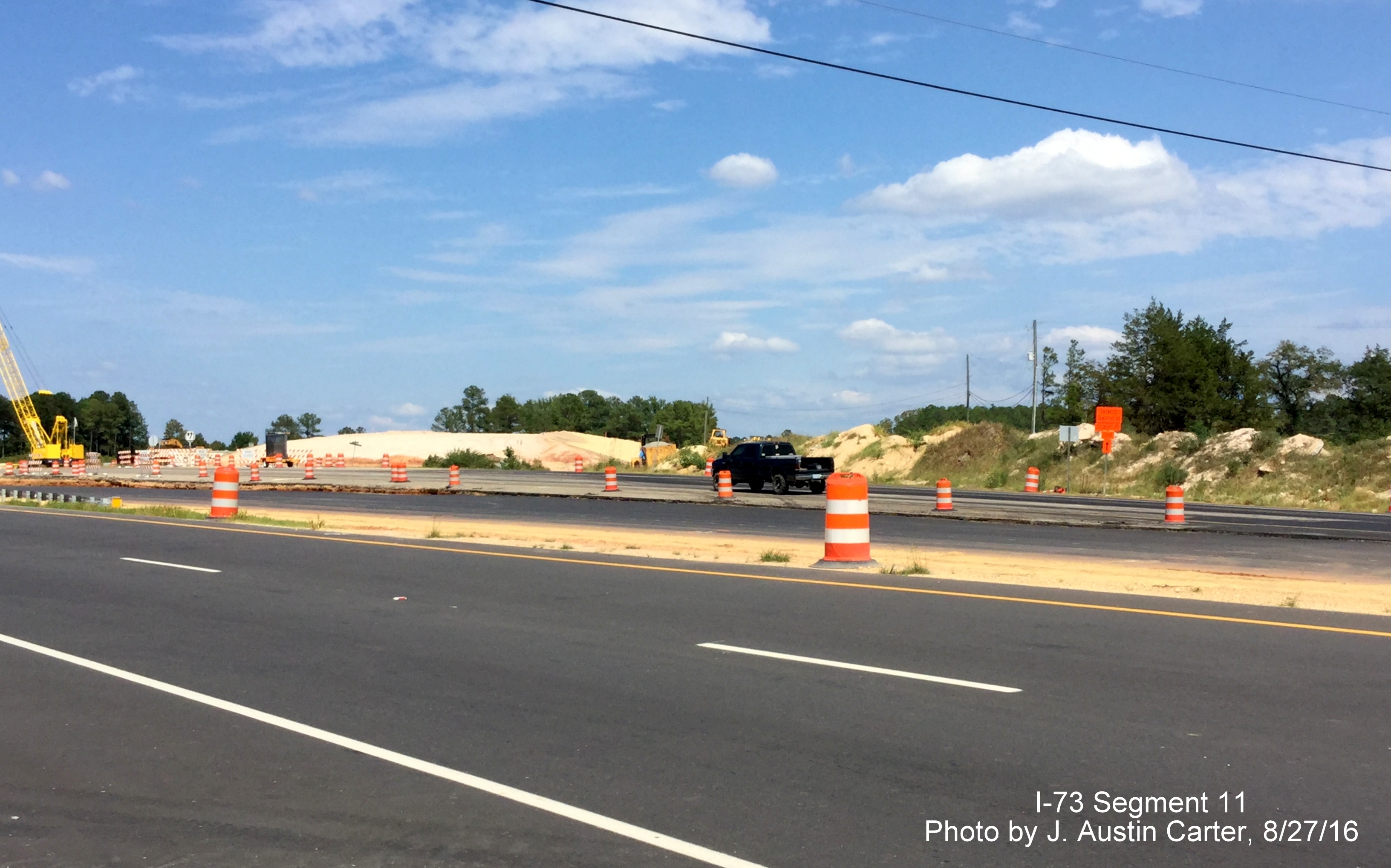 Image taken of construction along US 220 in vicinity of future Haywood Cemetery Rd interchange, by J. Austin Carter