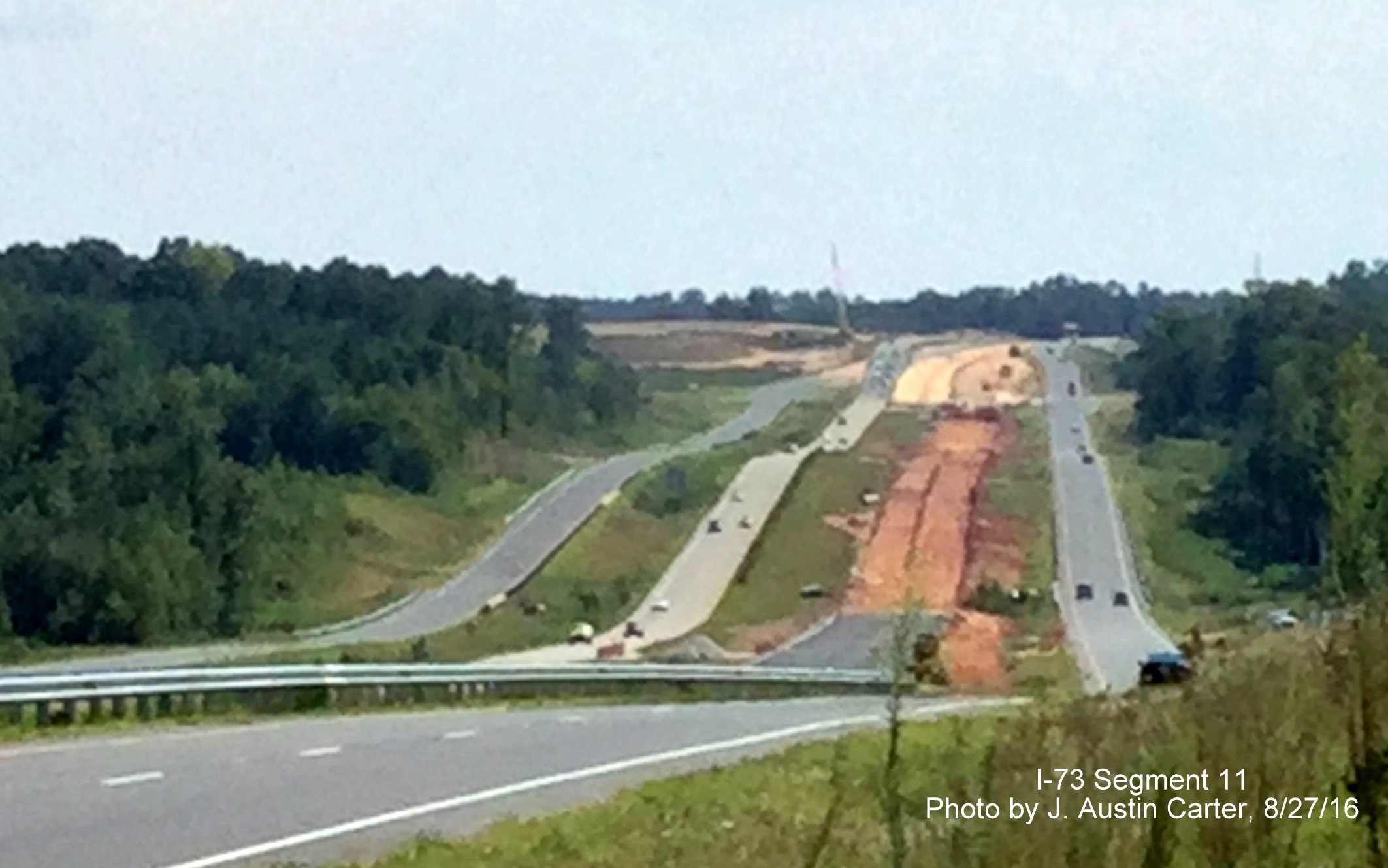Image of construction along US 220 just south of Ellerbe upgrading the route to interstate standards, from J. Austin Carter