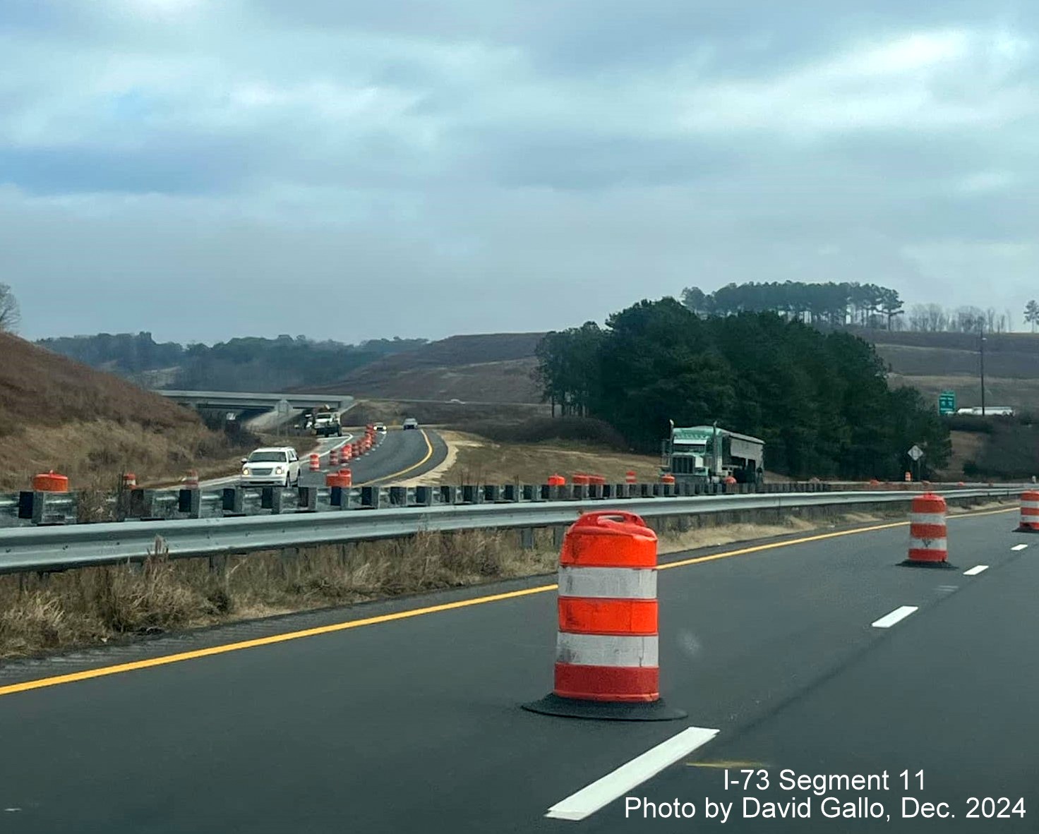 Image taken from US 74 East approaching future interchange with I-73/I-74 Rockingham Bypass, 
         by David Gallo, December 2024