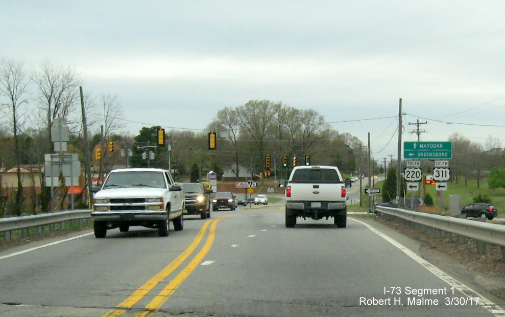 Image of signage at interchange of US 220 and US 311 in Rockingham County