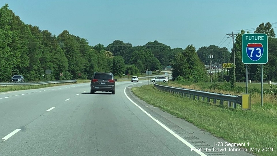 Image of first Future I-73 sign along US 220 North in Rockingham County, by David Johnson