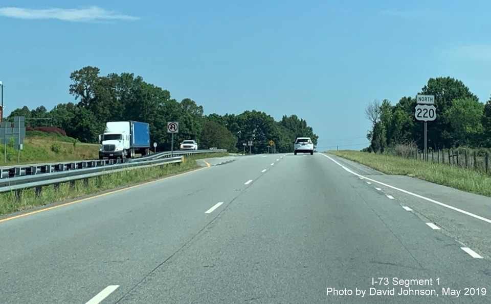 Image of US 220 North reassurance marker prior to US 311 South/US 220 Business North exit in Madison, by David Andrews