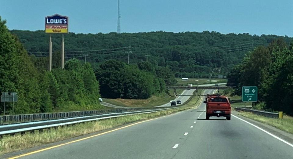 Image of view from top of hill on US 220/US 311 North looking down toward Mayodan exit, by David Johnson