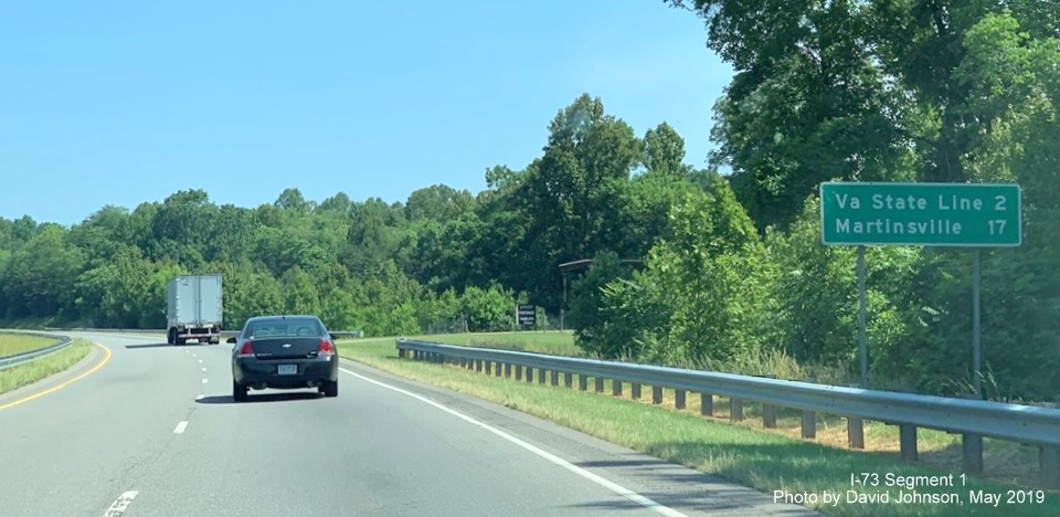 Image of distance sign on US 220/Future I-73 North after Smith Road exit in Stoneville, by David Johnson