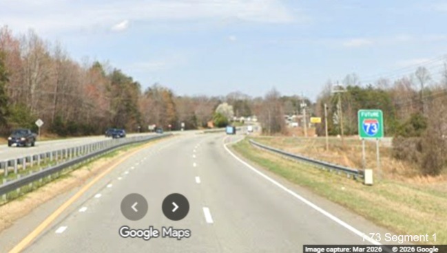 Image of new Future I-73 sign placed along US 220 North near NC 68