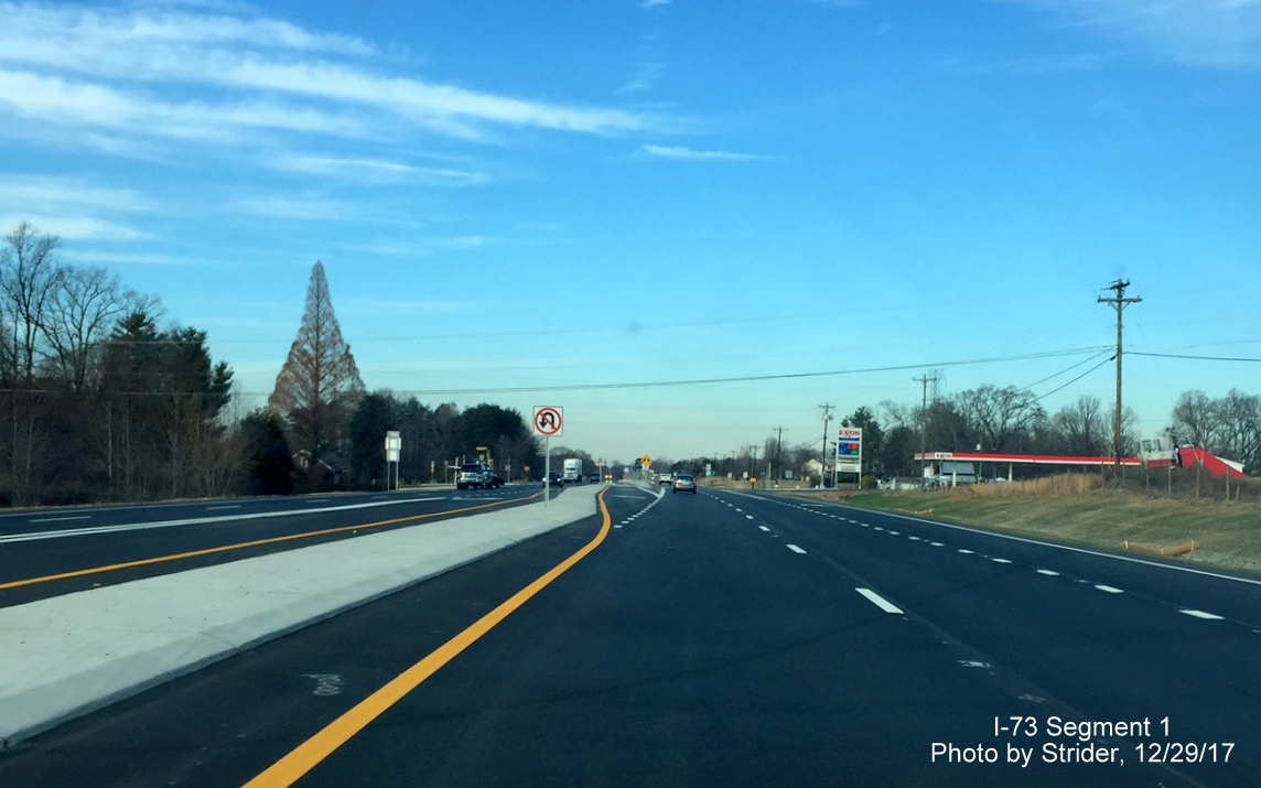 Image of open lanes along US 220 North at end of widening project for I-73 in Rockingham County, by Strider