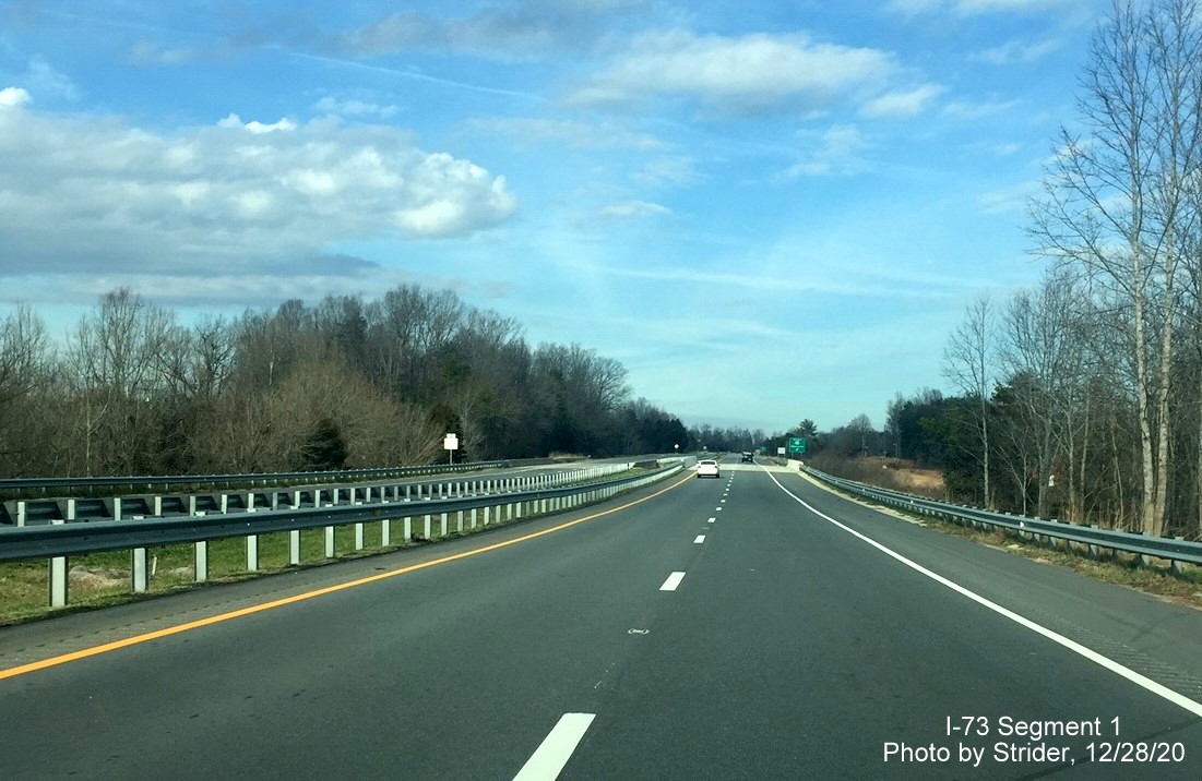 Image of completed interstate standard bridge on I-73/US 220 North in Stoneville, by Strider, December 2020