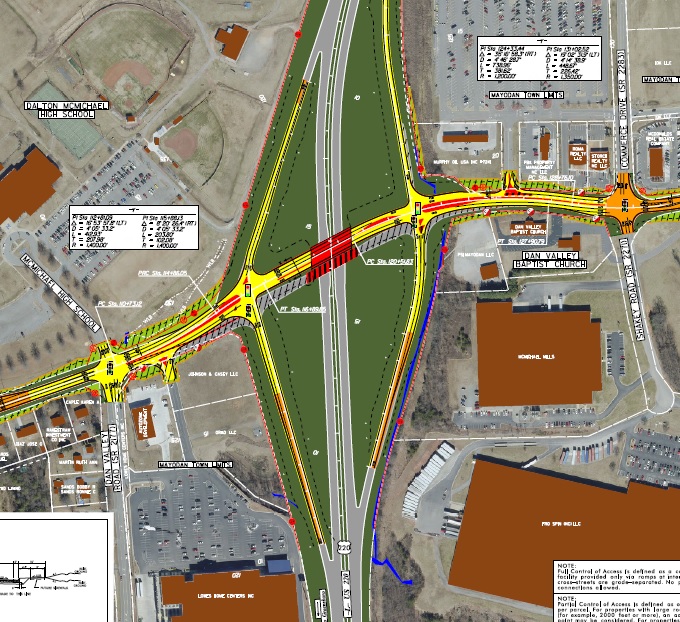 Image of NCDOT map of future improvements to the US 220 interchange with US 311/NC 135 in Mayodan