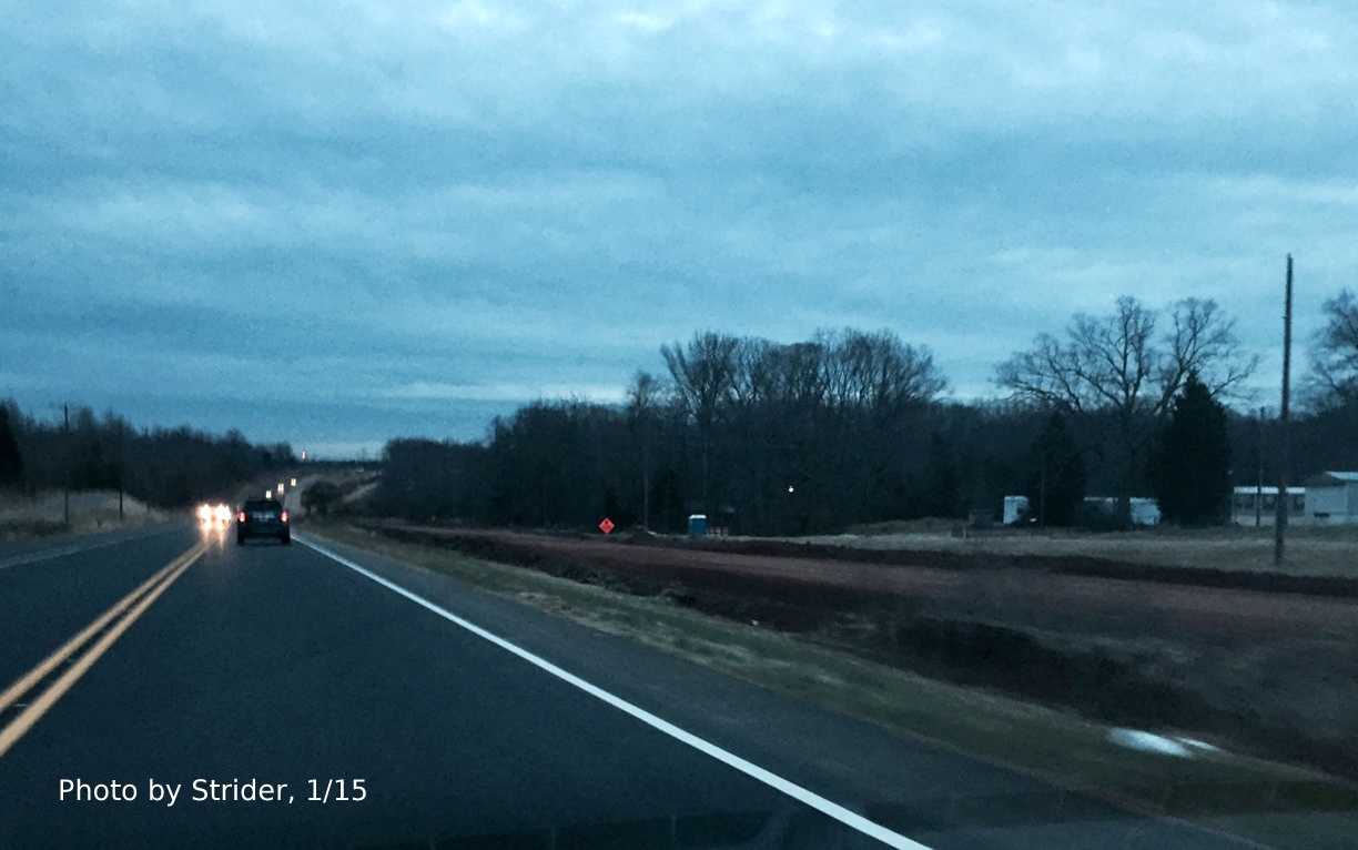 Image of future southbound lanes for I-73 being graded between NC 65 and US 158, photo 
by Strider