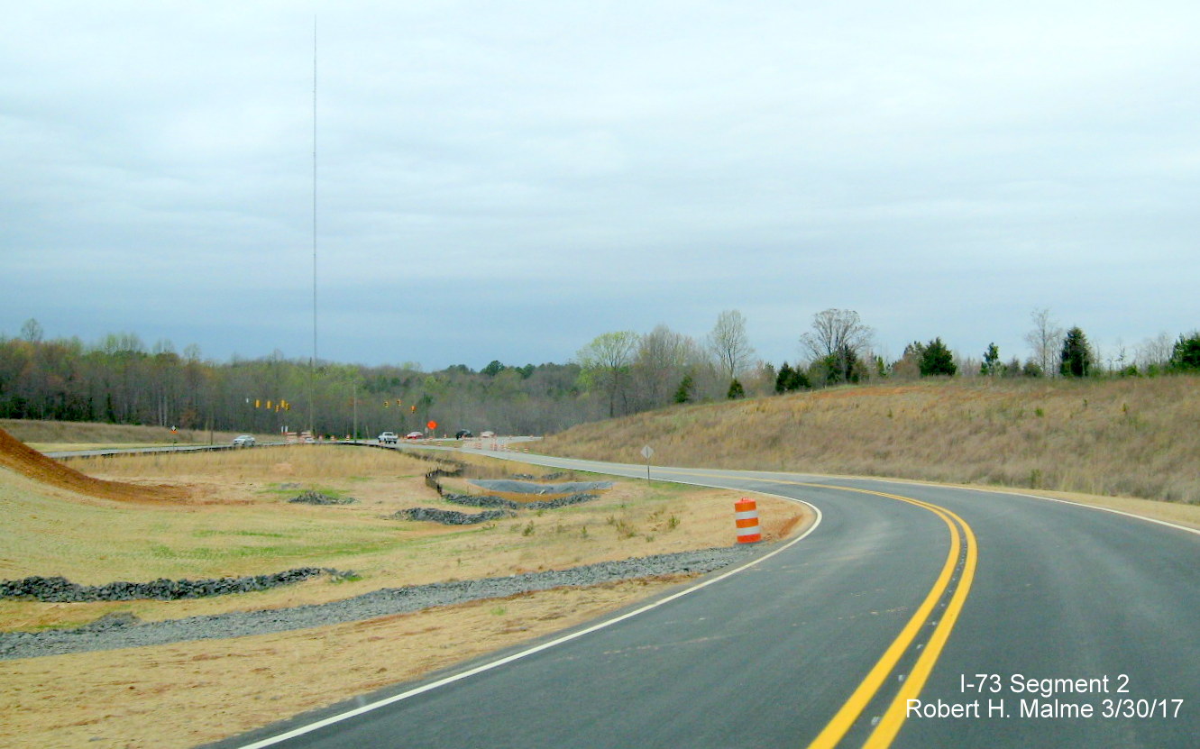 Image of view travelling down Future I-73/US 220 North on-ramp from NC 65 in Guilford County