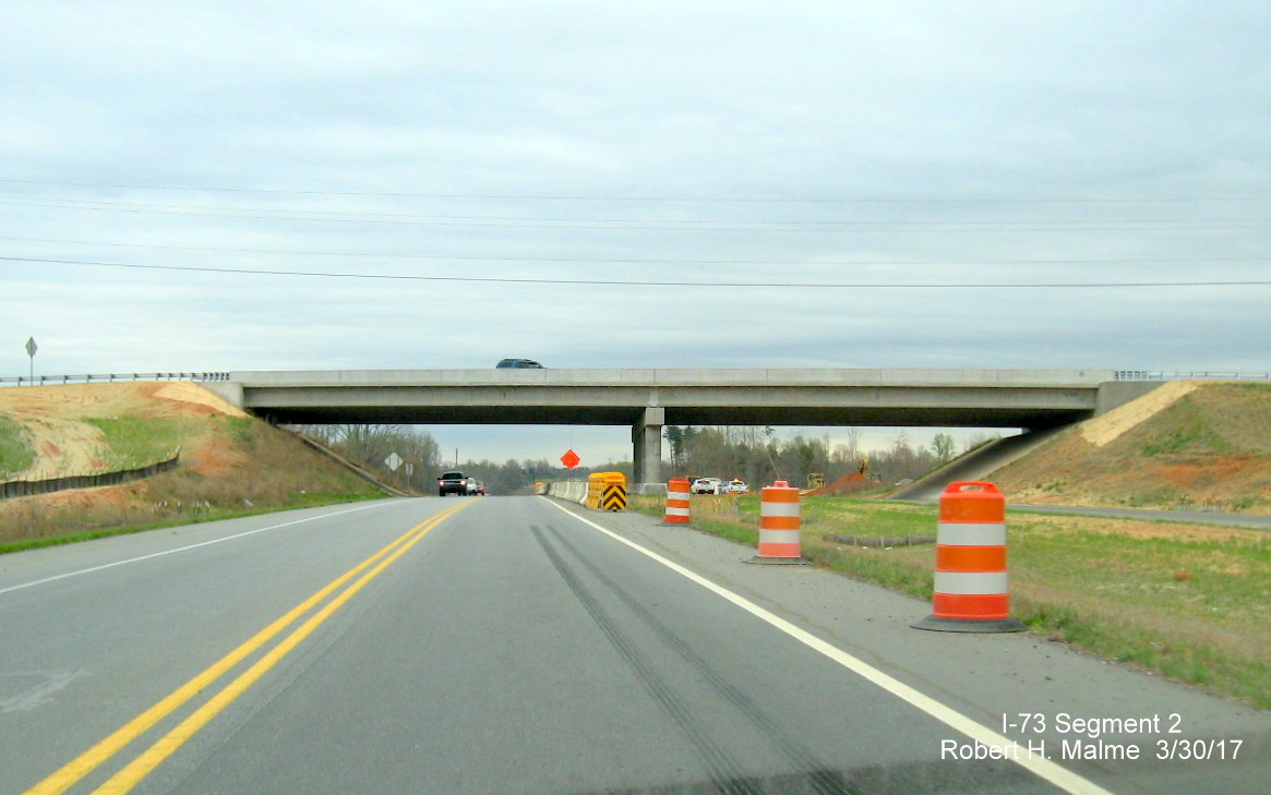 Image of view from US 220 South of nearly completed NC 65 bridge in Guilford County