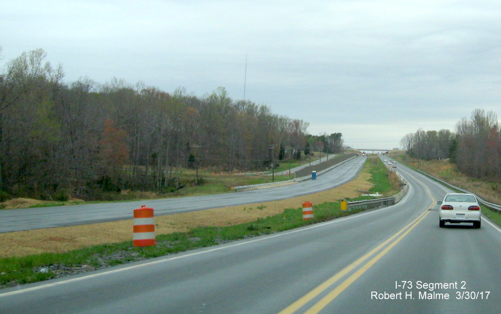 Image of view of I-73 construction along US 220 North in Guilford County after US 158 interchange