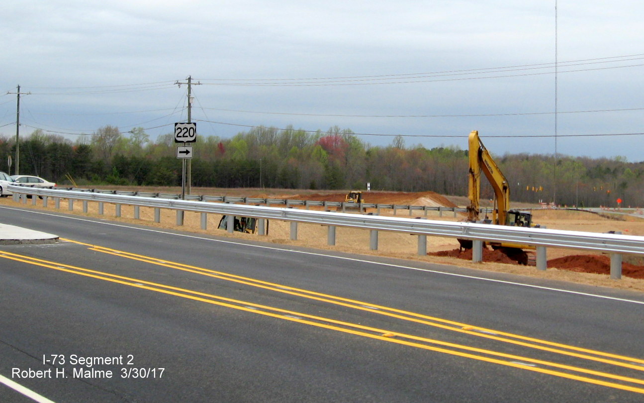 Image of view looking at construction at future NC 65 ramp to I-73/US 220 North in Guilford County