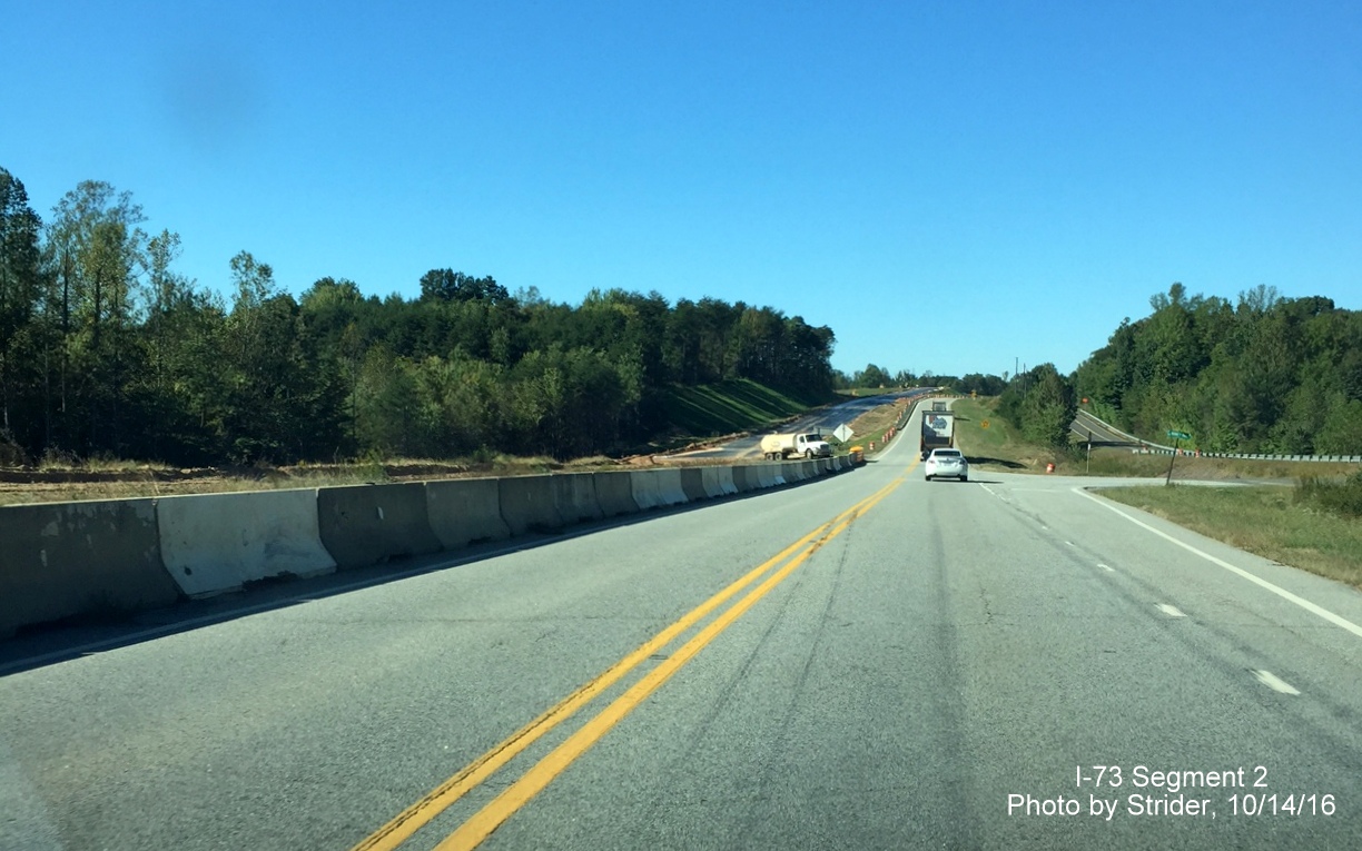 Image from US 220 North approaching future interchange with NC 68 showing construction progress, by Strider