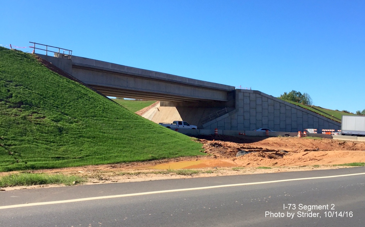 Image of completed bridge at future I-73/NC 68 interchange in Rockingham County, by Strider