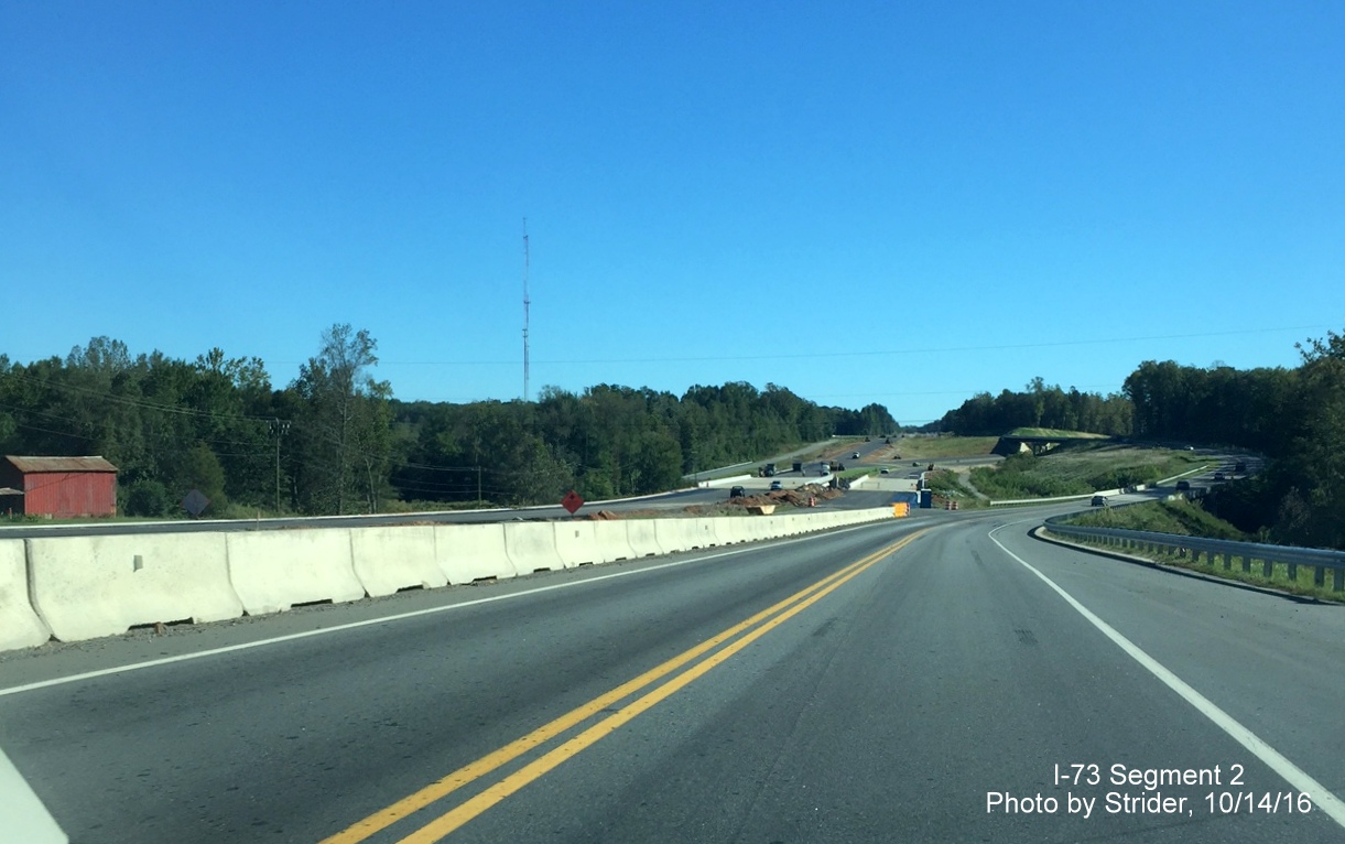 Image of Future I-73/US 220 interchange looking south on US 220 toward Haw River Bridge, from Strider
