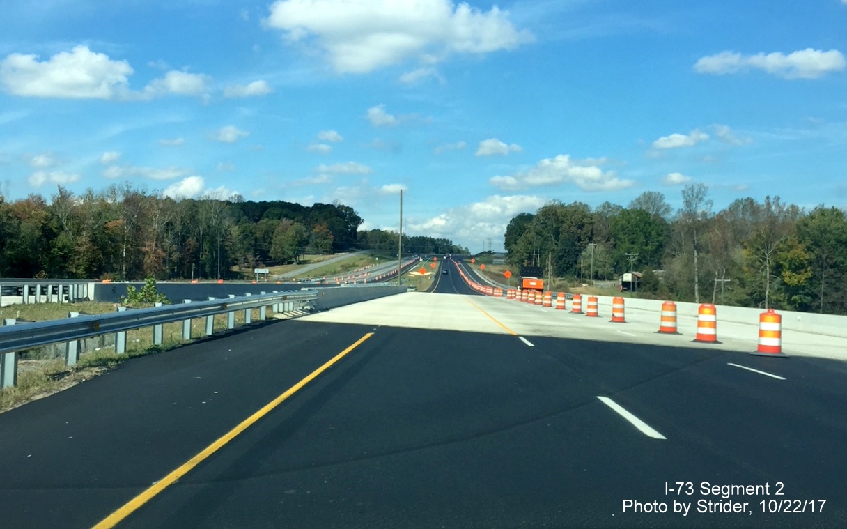 Image of US 220 highway north of merge with I-73 and completed bridge over the Haw River, by Strider